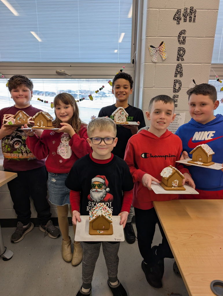 students with gingerbread houses
