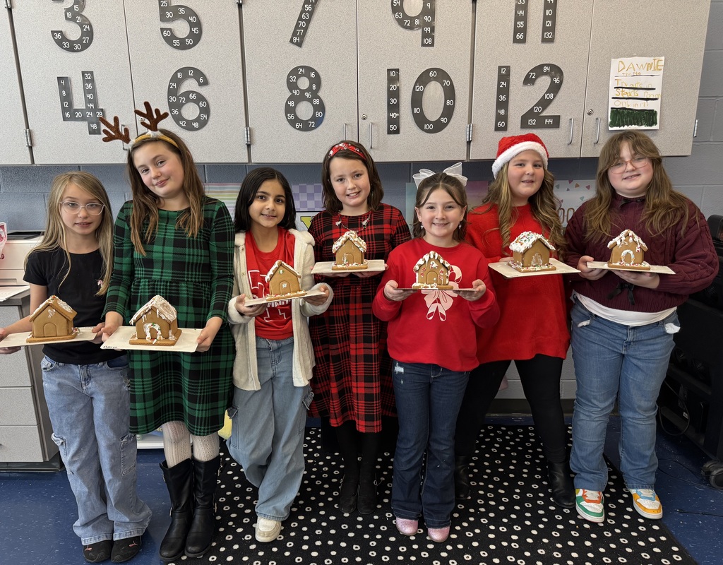 students with gingerbread houses
