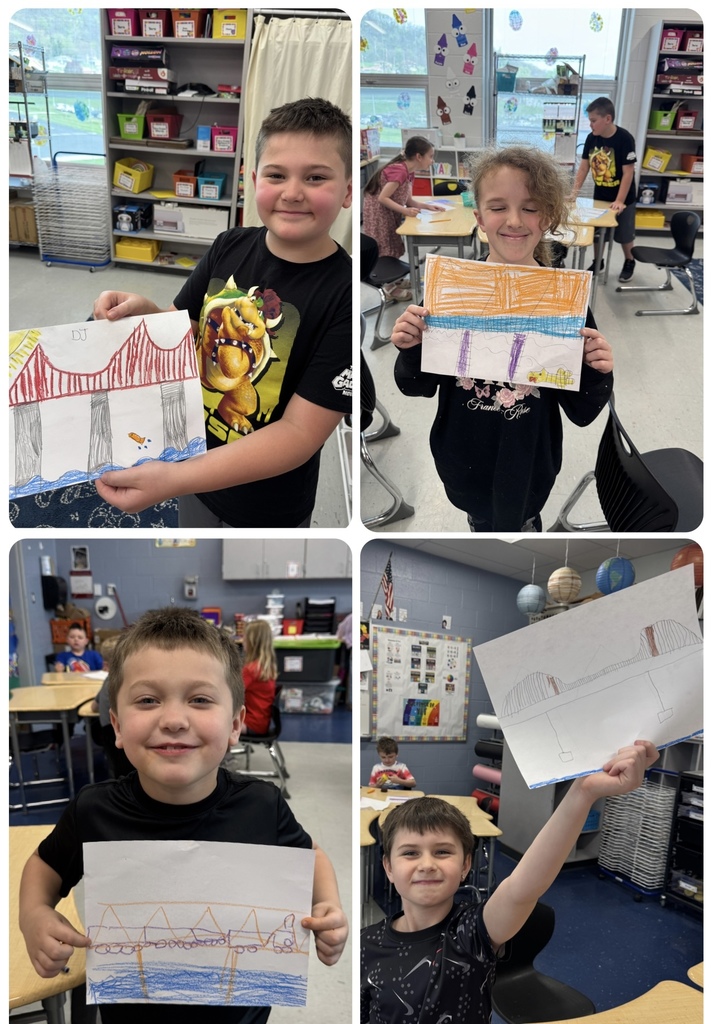students and their bridge drawings 