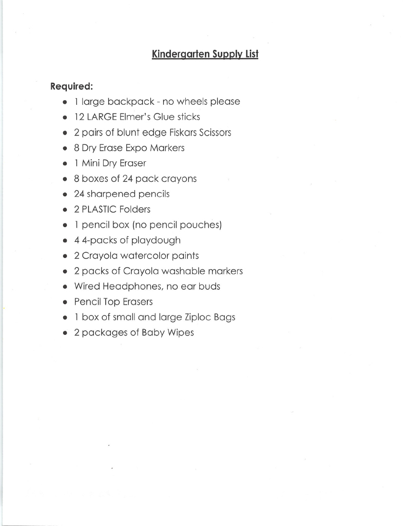 supply list