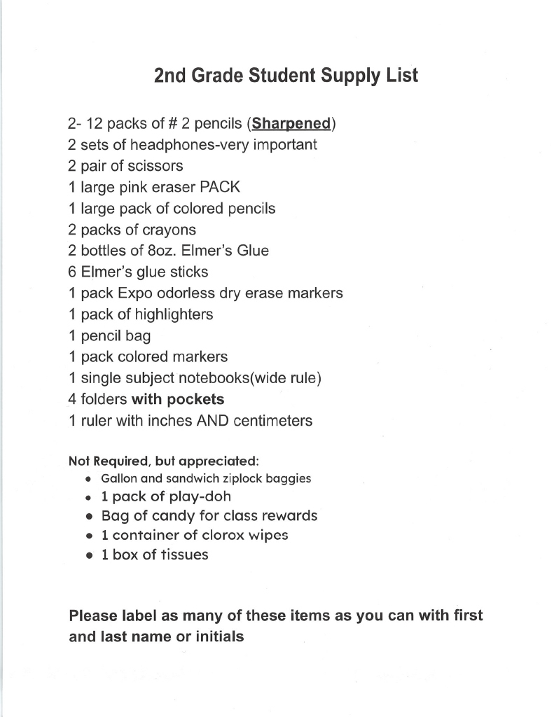 supply list