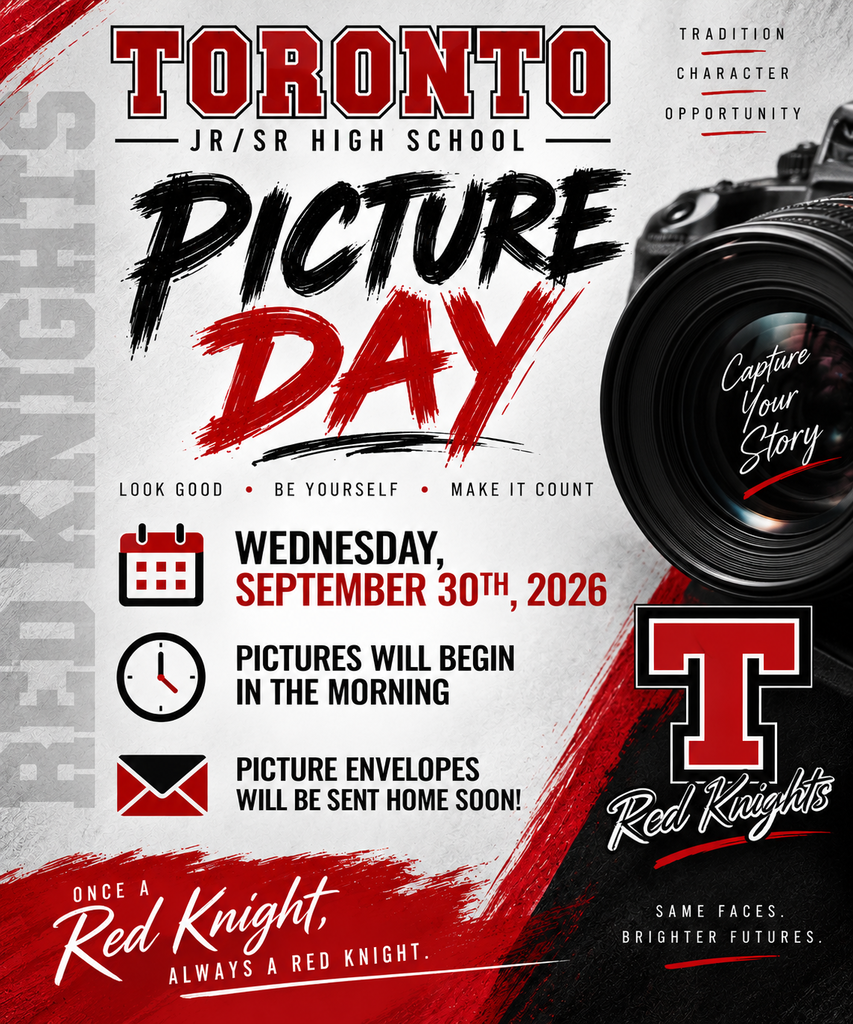 Toronto Jr/Sr High School picture day will be on September 30th.