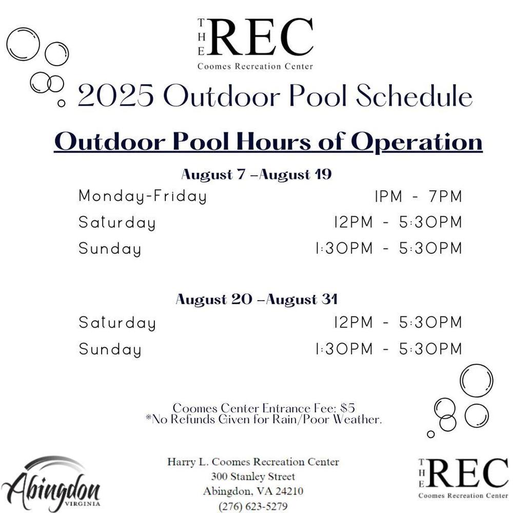 Outdoor Pool Hours Change