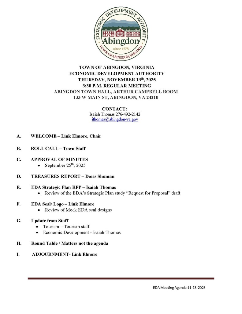 EDA Meeting Agenda 11/13/2025
