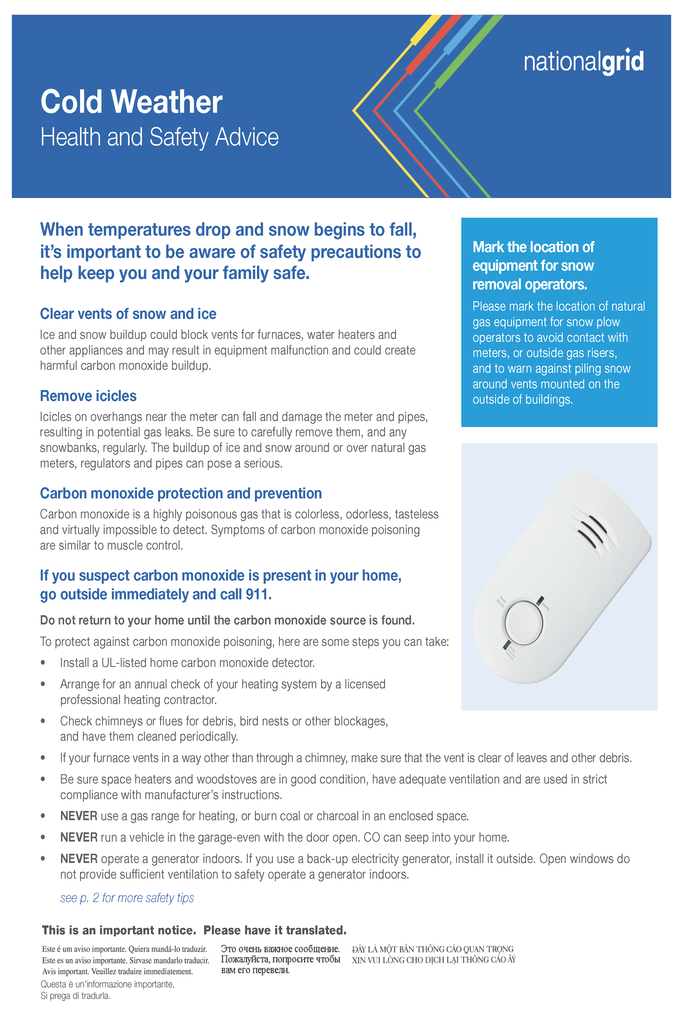 cold weather instructions