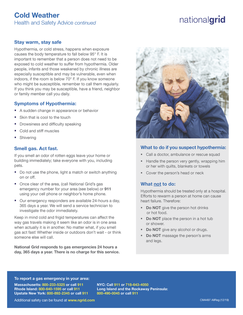 Cold Weather instructions