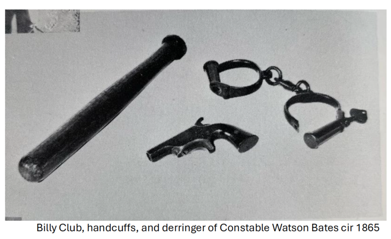 billy club, handcuffs, and derringer of constable