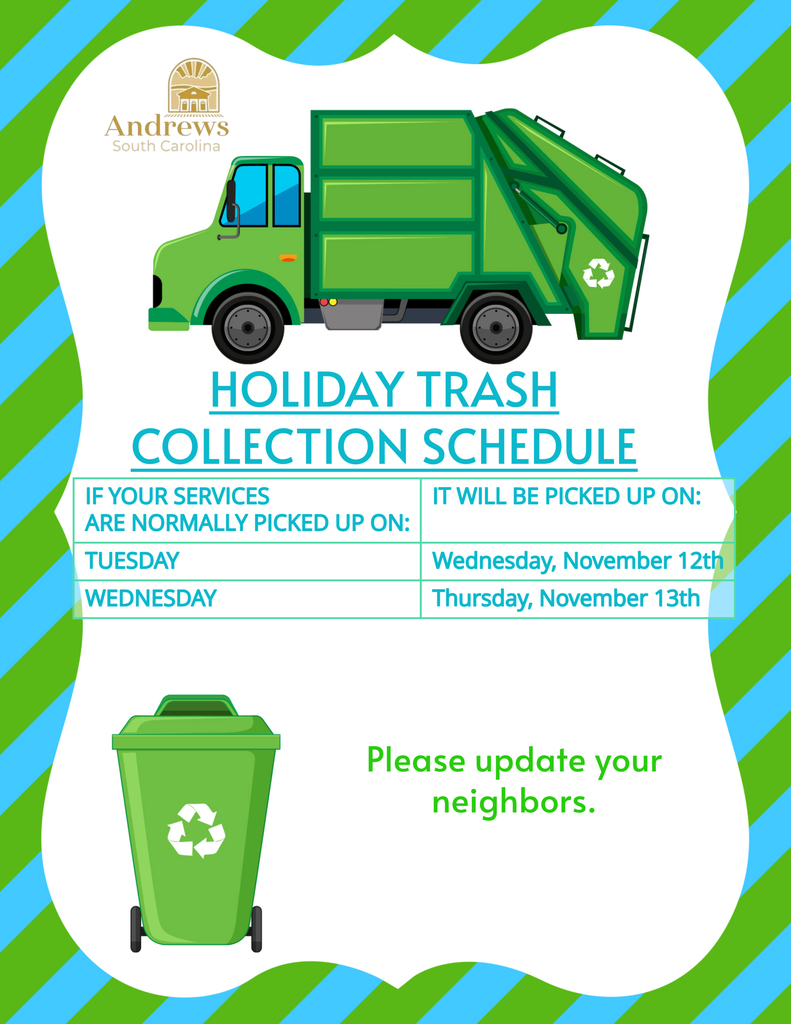 Veterans Day Trash pick up schedule