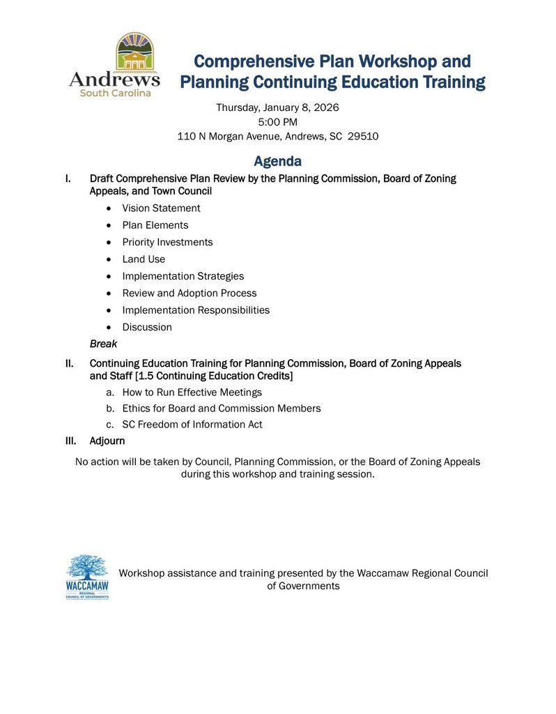 2026 Comprehensive Plan Workshop and Continuing Education Agenda
