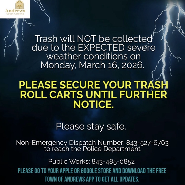 Severe weather. No trash pick up. 