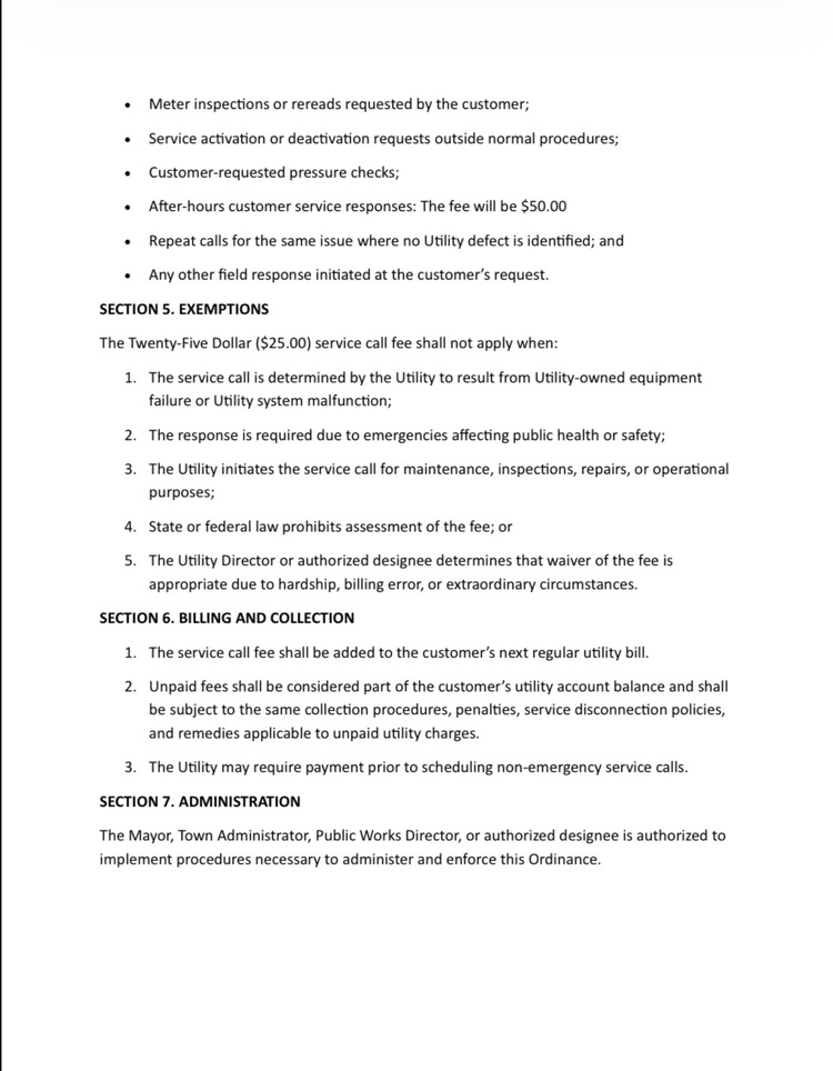 Water and Sewer Utility Service Fee page 2