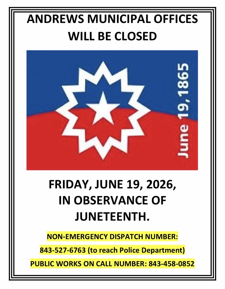 All Municipal Offices will be closed for Juneteenth. 