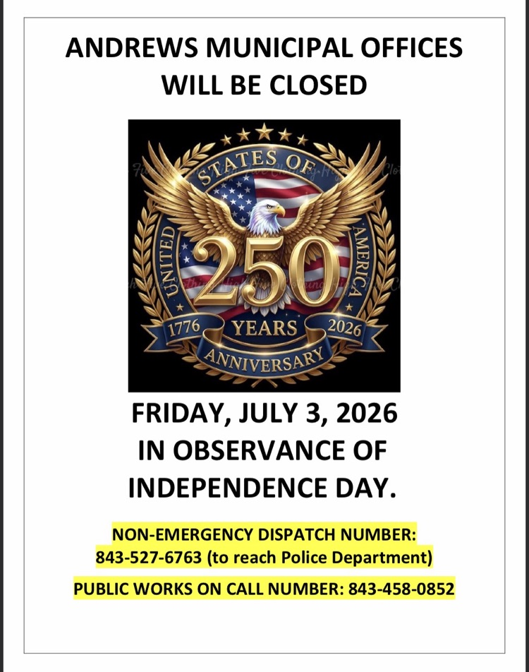 All Municipal offices will be closed on Friday, July 3rd, in observance of Independence Day. 