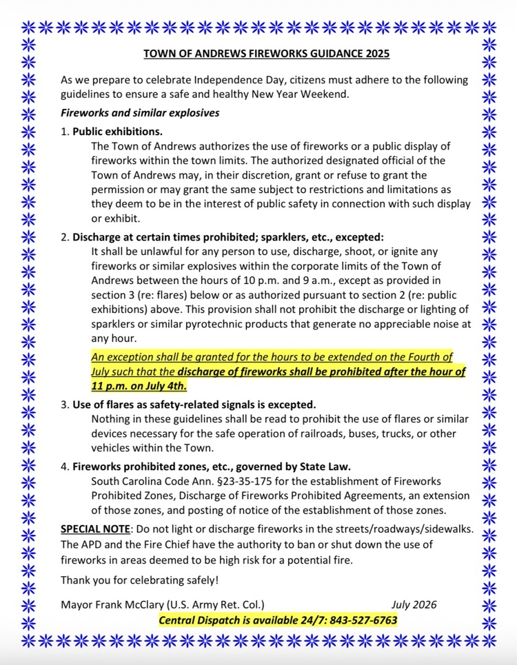 Independence Day Fireworks Guidance 