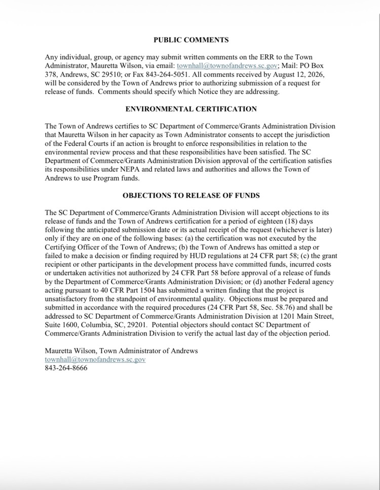 Combined Notice of Finding of No Significant Impact and   Notice of Intent to Request a Release of Funds