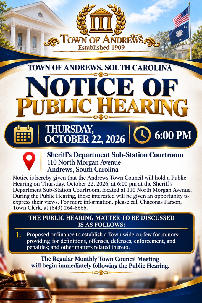 Notice of Public Hearing: October 22, 2026