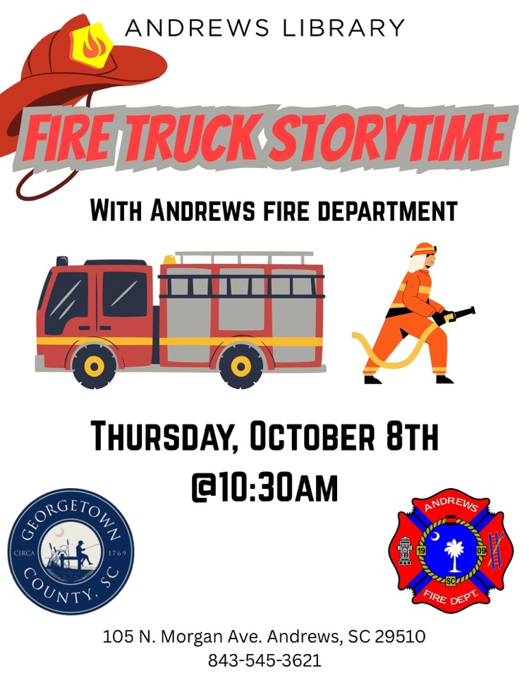 Fire truck story time at the library on Thursday, October 8, 2026
