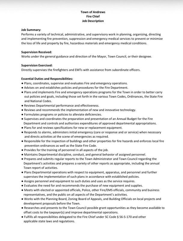 Fire Chief Job Posting