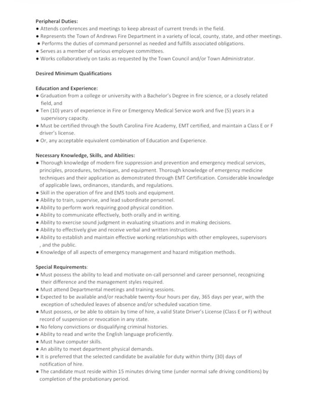 Fire Chief Job Posting