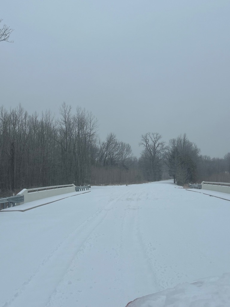 Picture of snow covered bridge on Chester Street and  Hall Creek