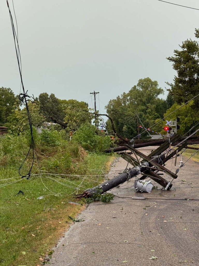 Power lines on road