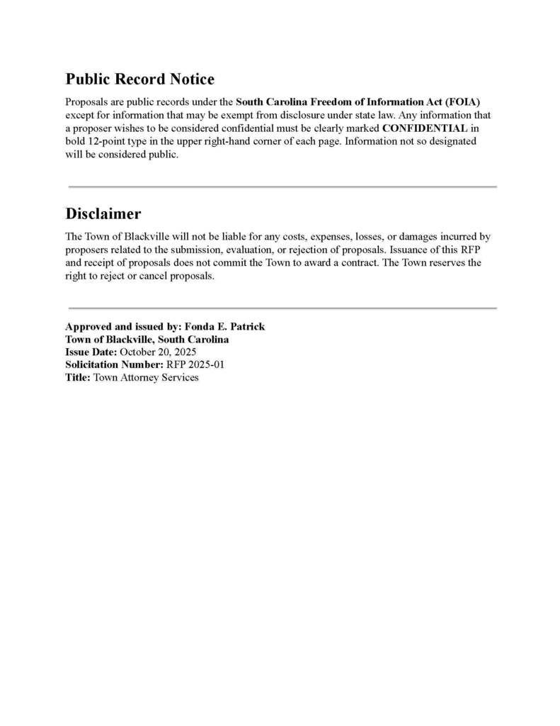 Request for Town Attorney Proposal ( FRP)