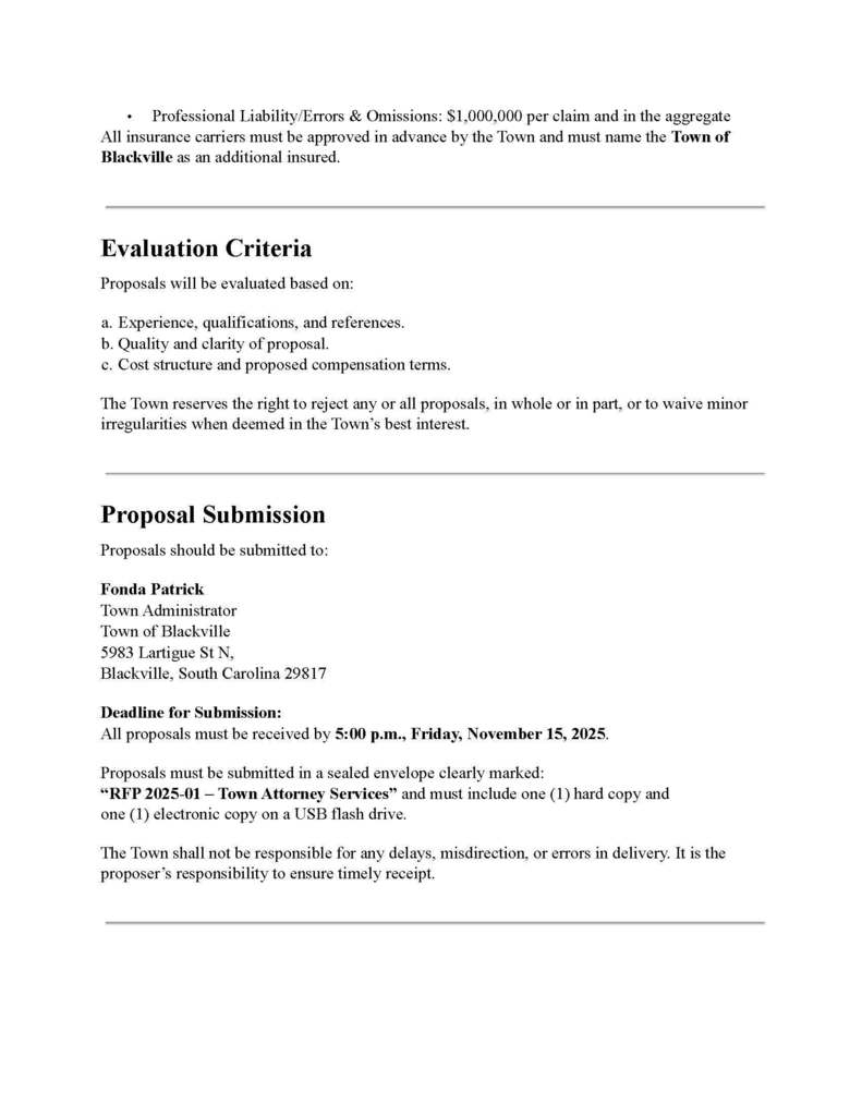 Request for Town Attorney Proposal ( FRP)