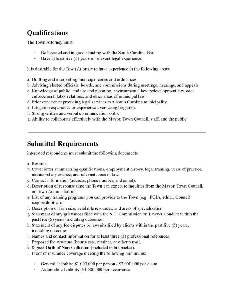 Request for Town Attorney Proposal ( FRP)