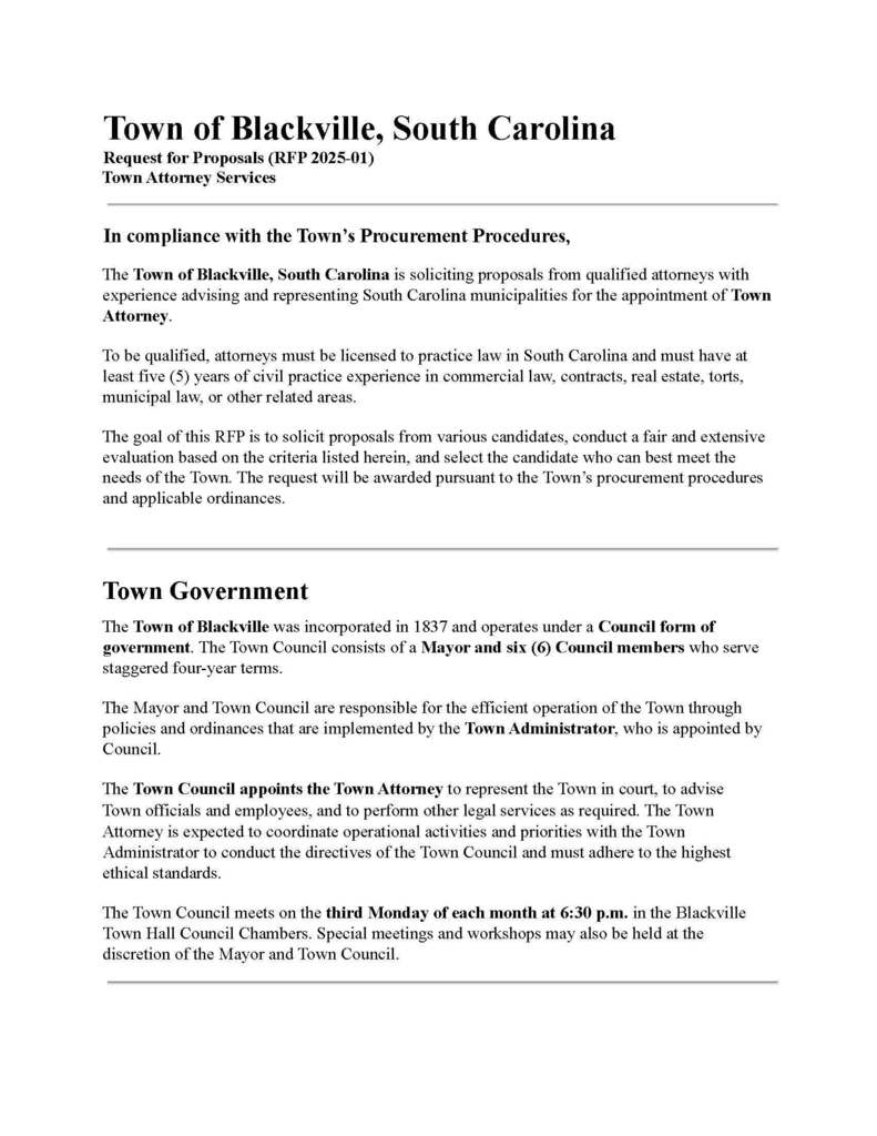 Request for Town Attorney Proposal ( FRP)