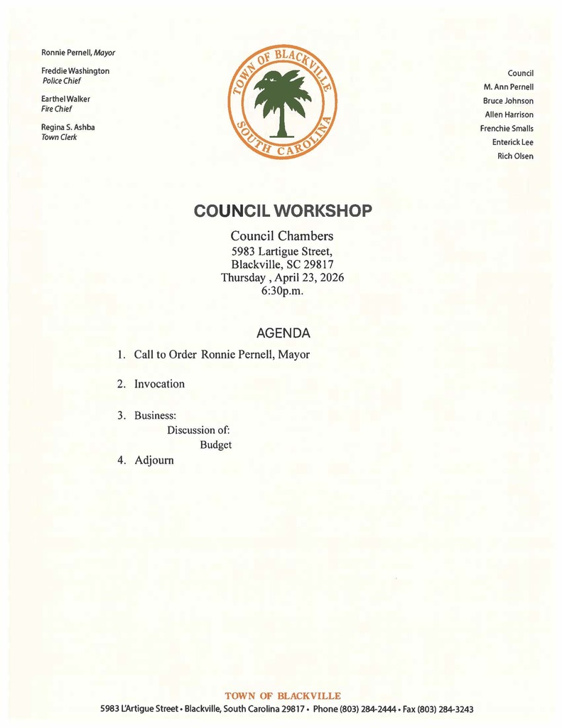Workshop Meeting for April 23, 2026