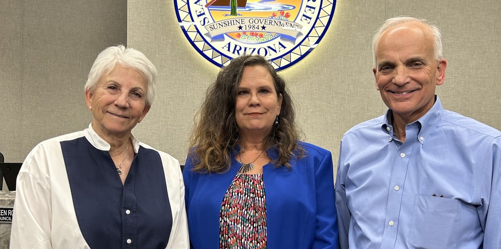 Vice Mayor Cheryl Kroyer, Town Administrator Kristen Krey and Mayor John Crane