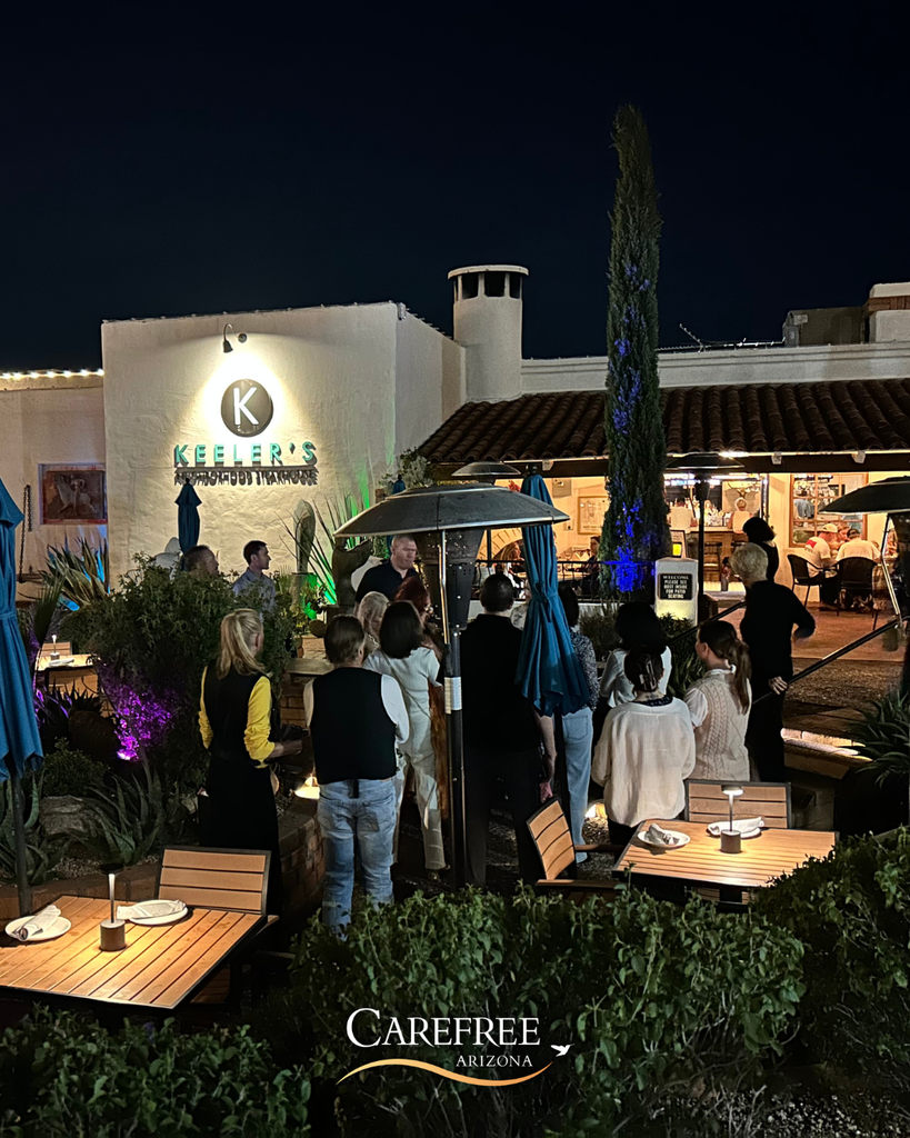 Crowd outside on the patio