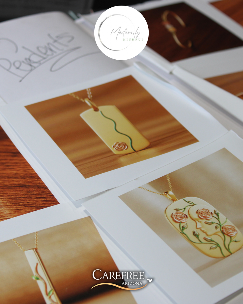 Drawings and mockups of new jewelry pieces