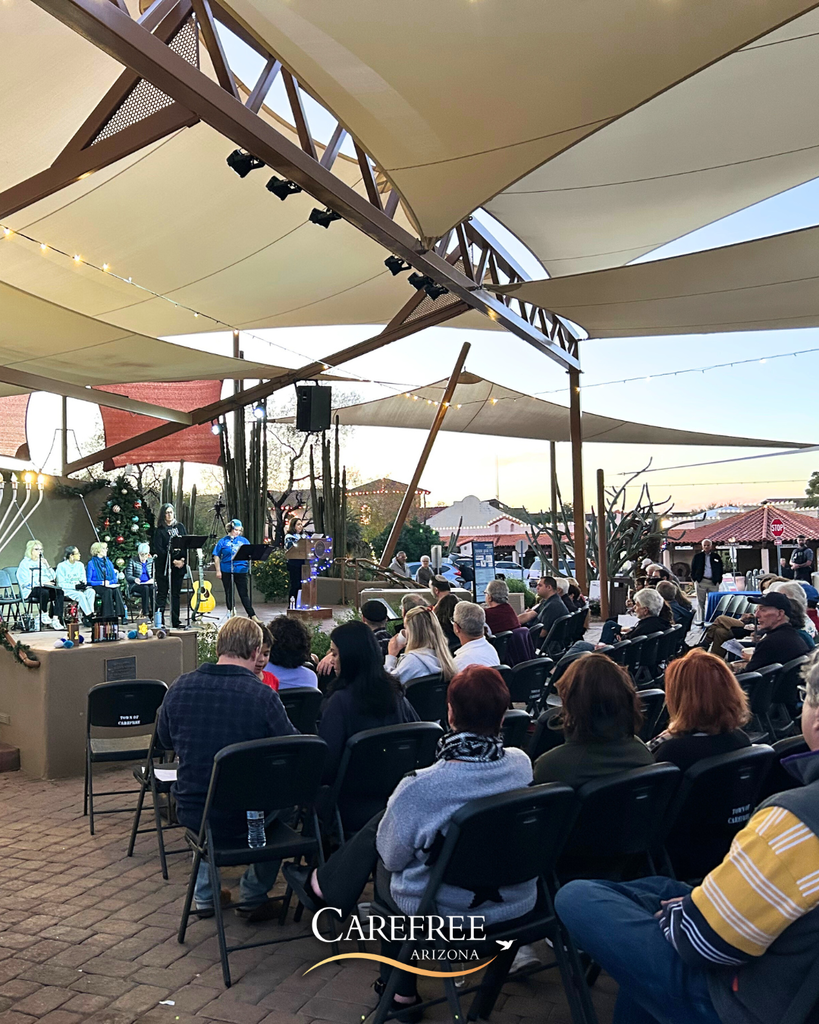 Crowd sitting down listening to concert