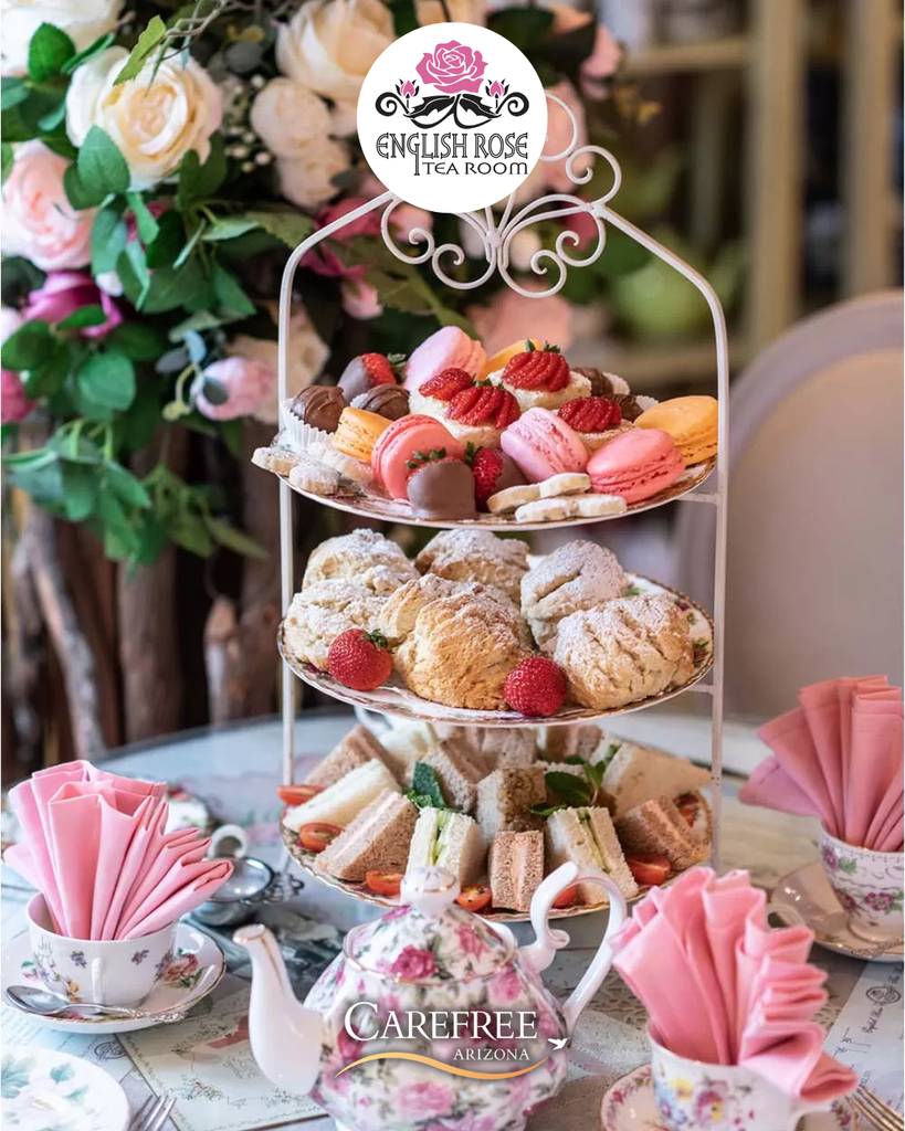 Food tower with British favorites