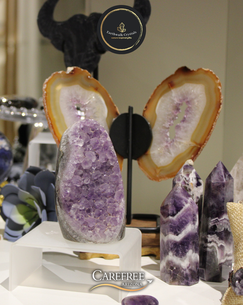 Purple crystal section in shop