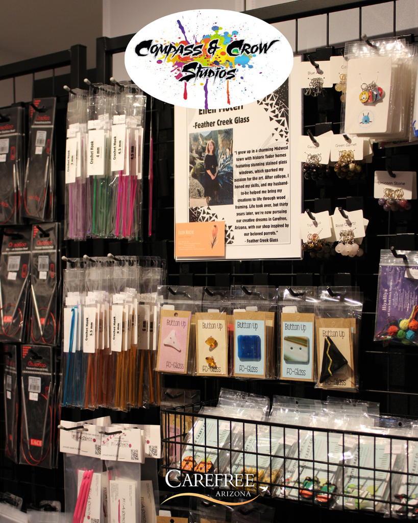 Crochet products on display