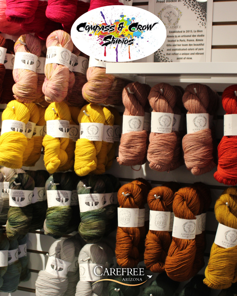 Colorful yarn on wall