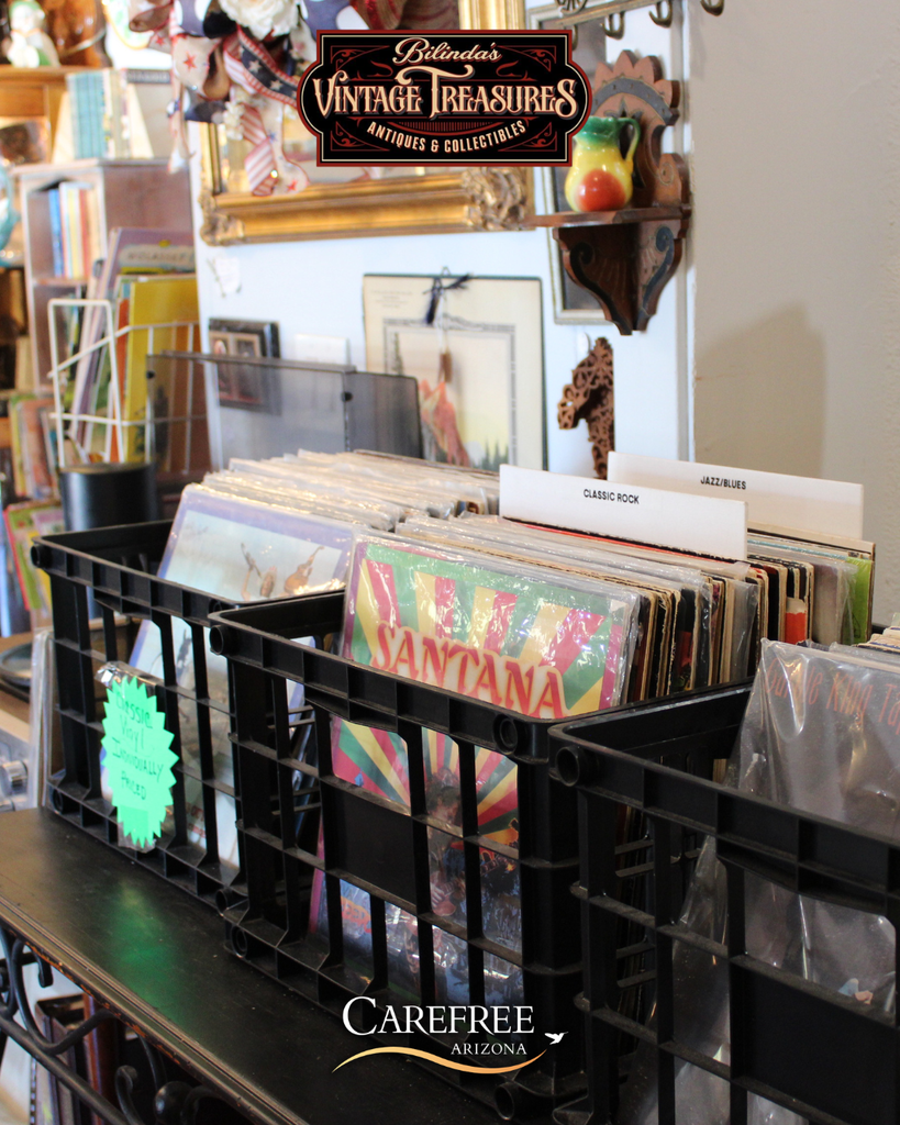 Records in vintage store