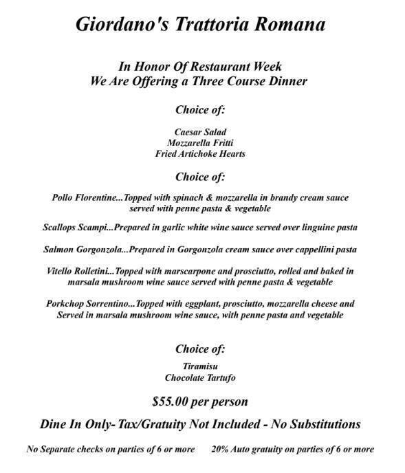 Giordano's Menu