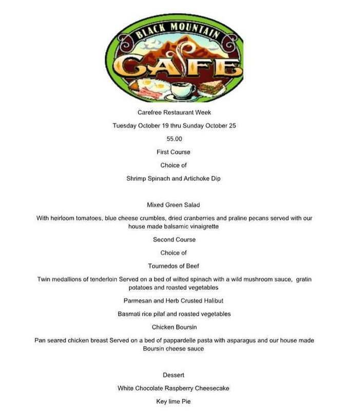 Black Mountain Cafe Menu