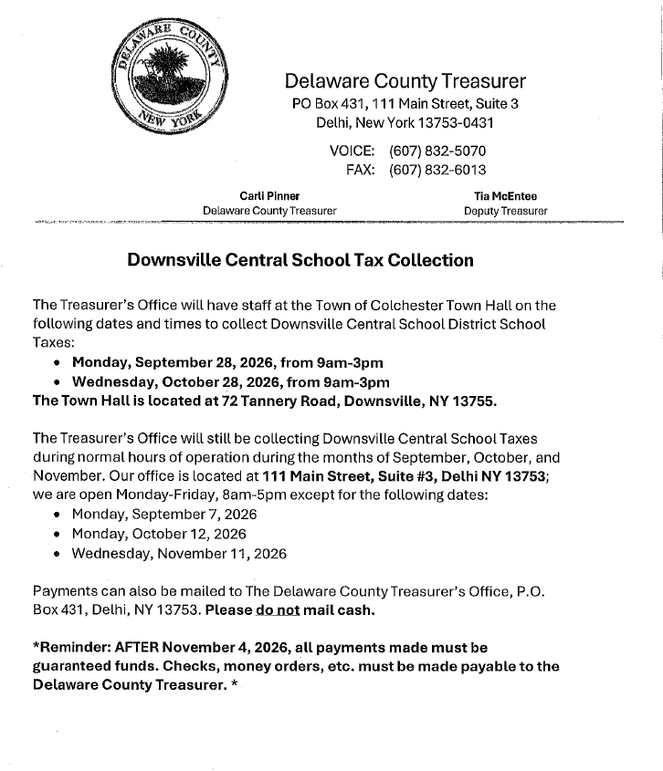 School Tax Collection at Town Hall
