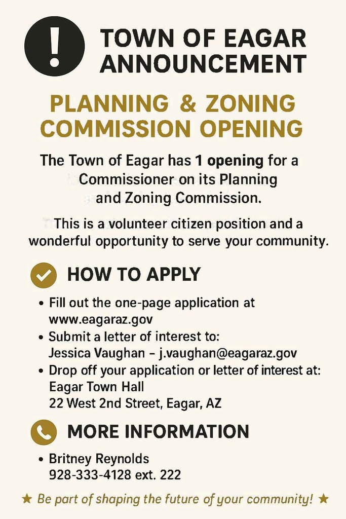 Eagar Planning & Zoning Position Flyer