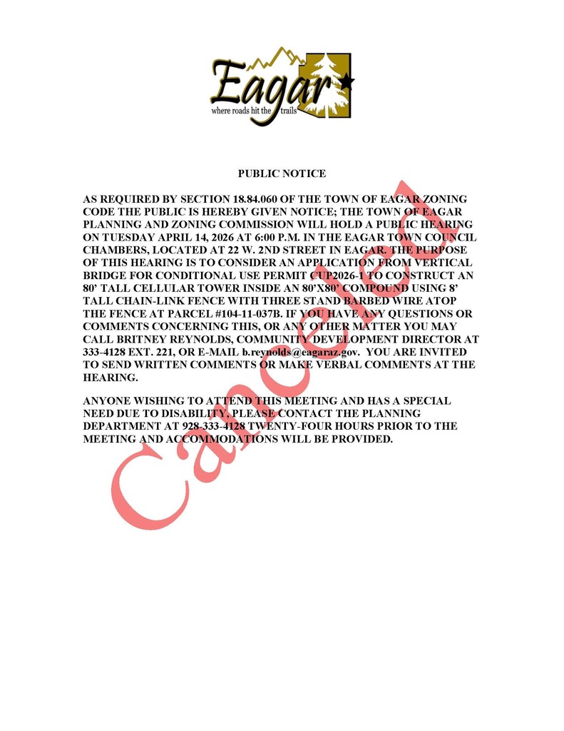 P&Z meeting canceled