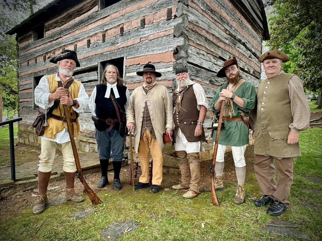 Men at a cabin