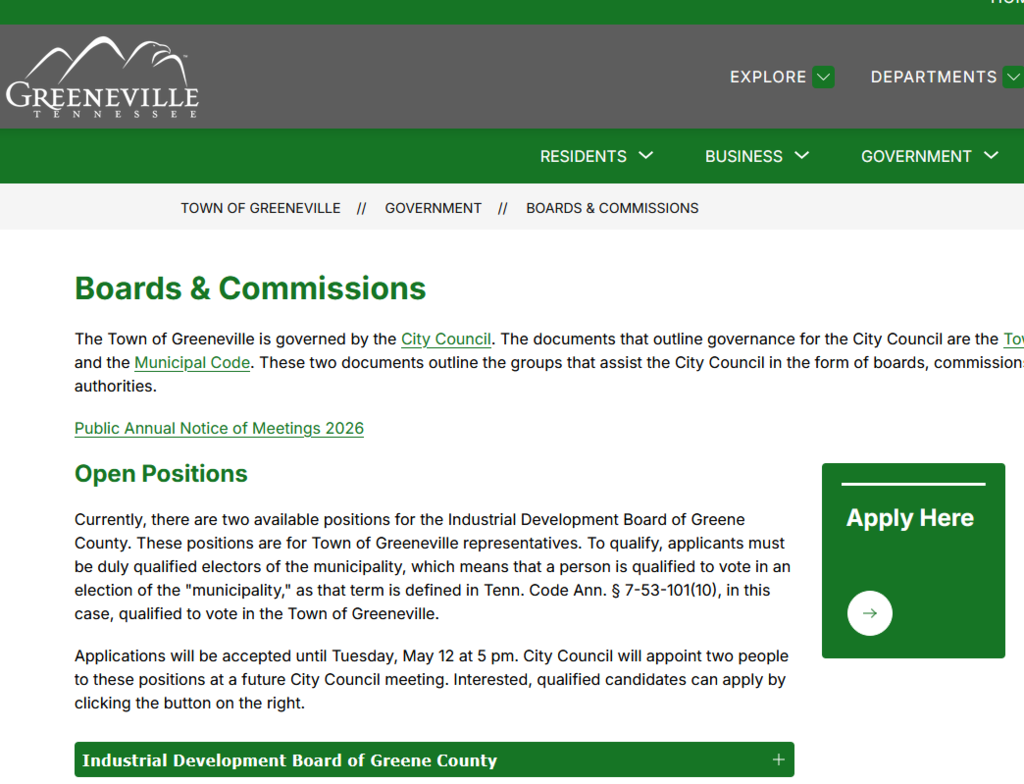 Board web page