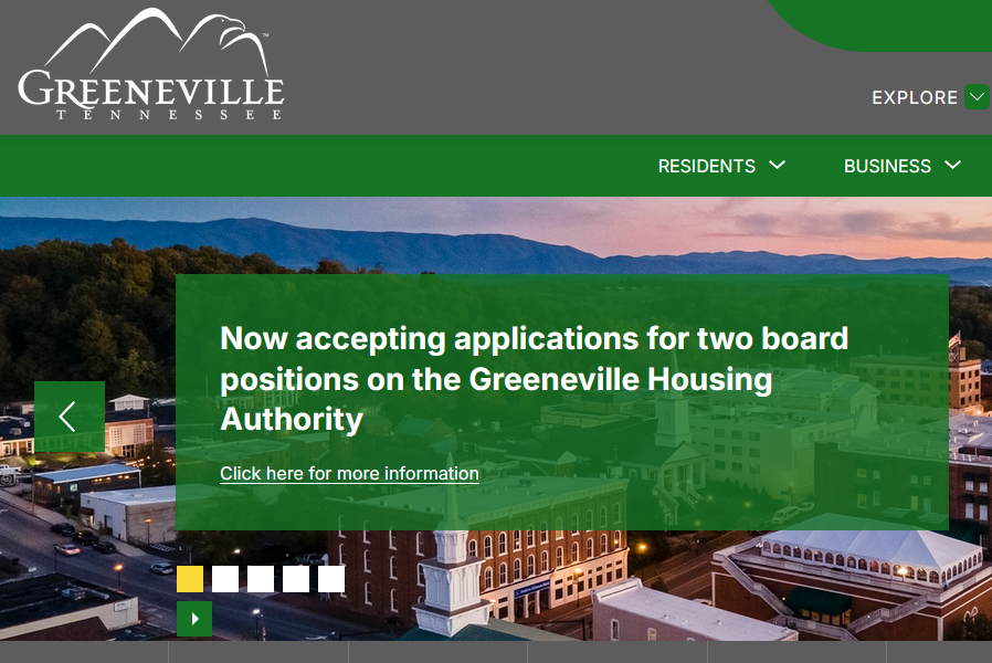 Screenshot of website