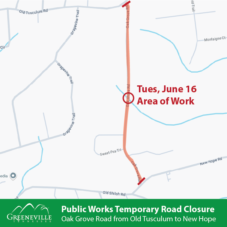 Temporary road closure of Oak Grove
