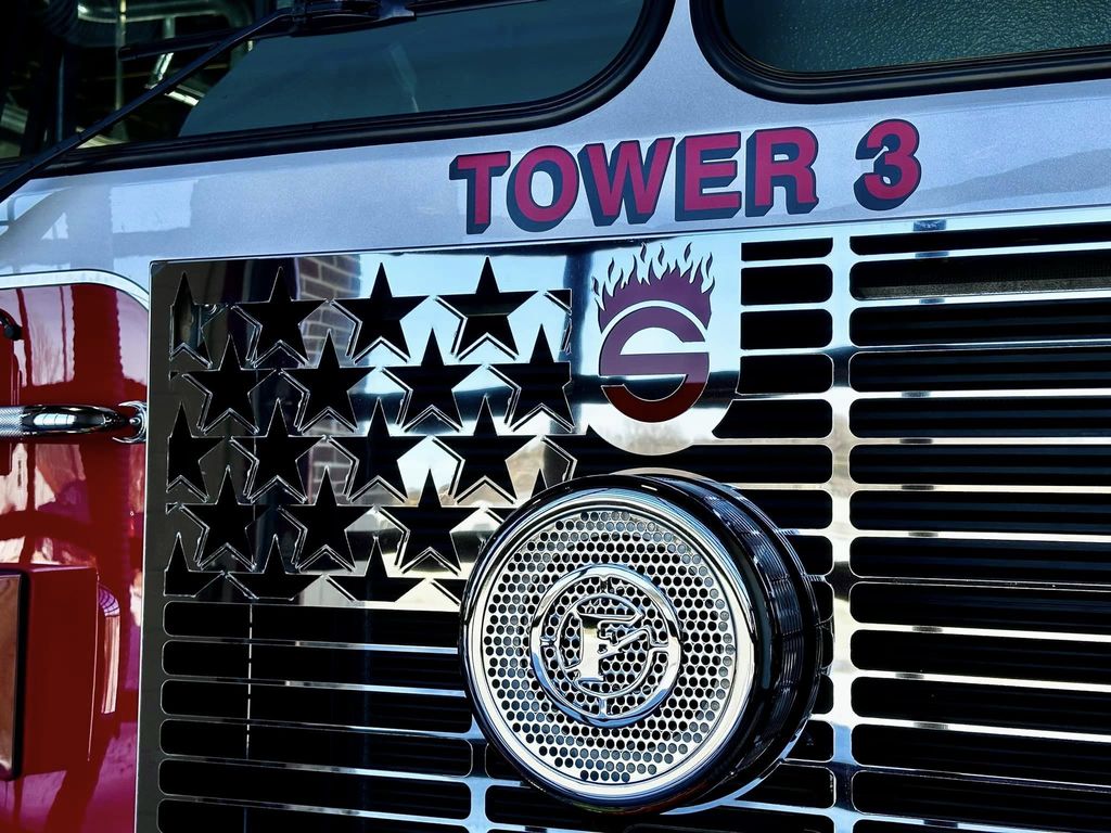 American flag design on front of Tower 3