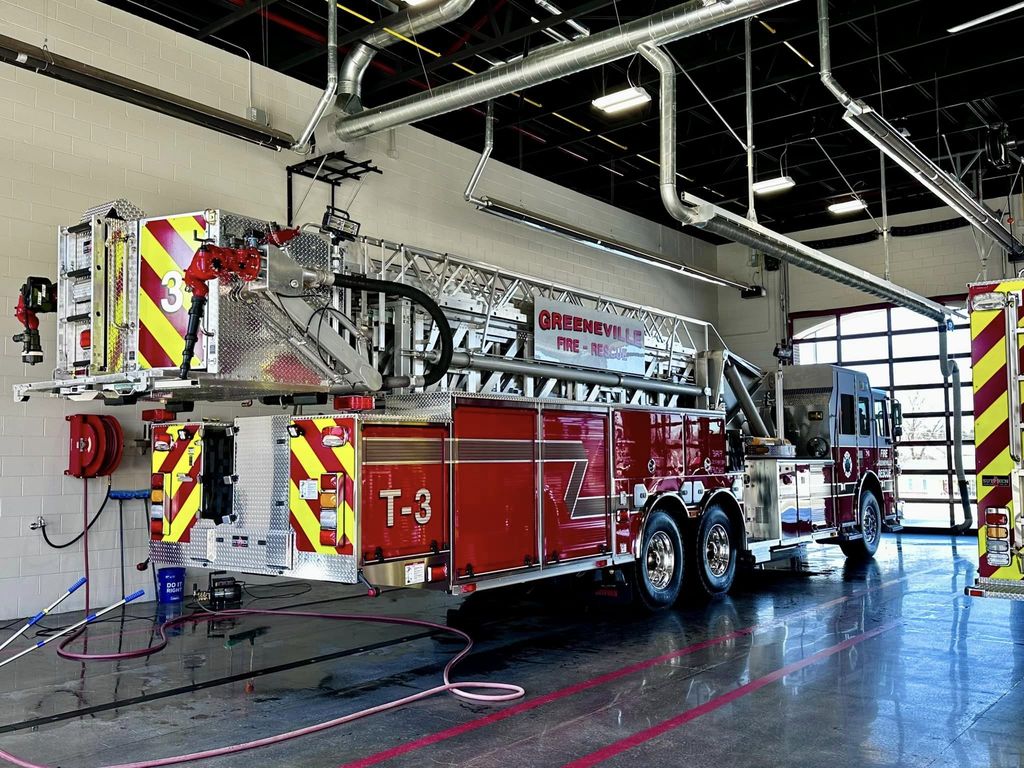 Back view of Tower 3 ladder truck